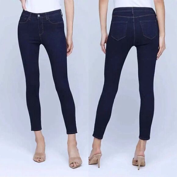 L’Agence NWT Margot Skinny High Rise Jeans in Midnight Blue Size 26 - Picture 1 of 11